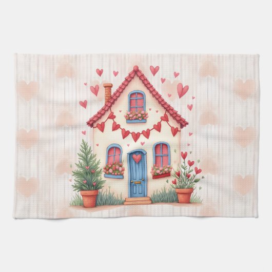 ハッピーバレンタインデー! キッチンタオル (横)