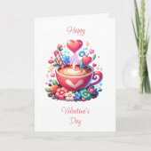 ハッピーバレンタインデー | コーヒーとハート カード (正面)