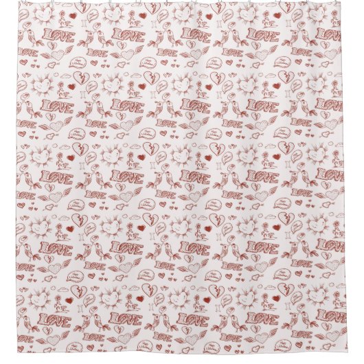 ハッピーバレンタインデー シャワーカーテン (正面)