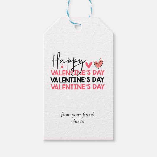 ハッピーバレンタインデー、シンプルギフトラベル、愛 ギフトタグ (正面)