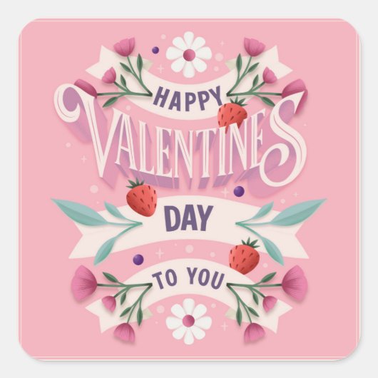 ハッピーバレンタインデー スクエアシール (正面)