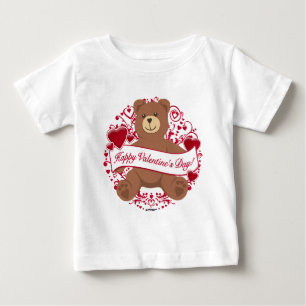 ハッピーバレンタインデー!テディベア ベビーTシャツ
