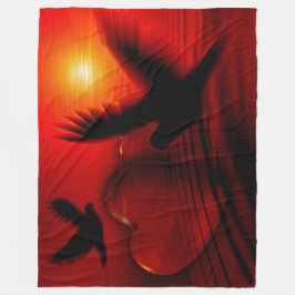 ハッピーバレンタインデー，ハトとハート フリースブランケット