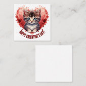 ハッピーバレンタインデー　ハートの小さな子猫 ノートカード (正面/裏面)