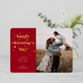 ハッピーバレンタインデー+ハートフォイルフォトカード 箔シーズンカード (立ち正面)