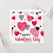 "ハッピーバレンタインデー"ハートフラパーソナライズされたット カード (正面/裏面インサイチュ)