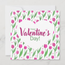 ハッピーバレンタインデー ピンクのチューリップ