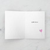 ハッピーバレンタインデー – ピンクのハート型バルーン カード (内部)