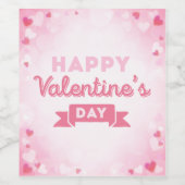 ハッピーバレンタインデー、ピンクハートワインラベルセット ワインラベル (シングルラベル)