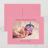 ハッピーバレンタインデー |ピンクベビーフォトポストカード シーズンポストカード (正面/裏面)