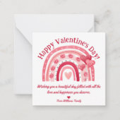 ハッピーバレンタインデー，ピンクボホレインボーハート ノートカード (正面)
