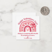 ハッピーバレンタインデー，ピンクボホレインボーハート ノートカード (正面/裏面インサイチュ)