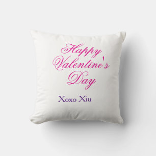 ハッピーバレンタインデー ピンク パープル xoxo 愛 名前 c クッション