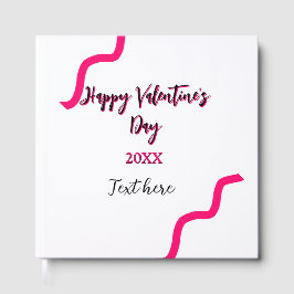 ハッピーバレンタインデー ピンク ブラック スパイラル ボールド レター ゲストブック