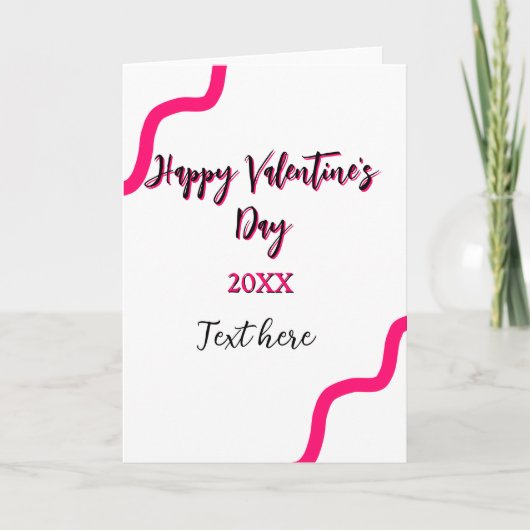 ハッピーバレンタインデー ピンク ブラック スパイラル ボールド レッテ カード (正面)