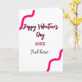 ハッピーバレンタインデー ピンク ブラック スパイラル ボールド レッテ カード (黄色い花)