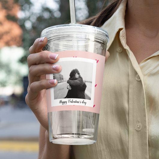ハッピーバレンタインデー |ピンク&赤いハート |ギフト アクリルタンブラー