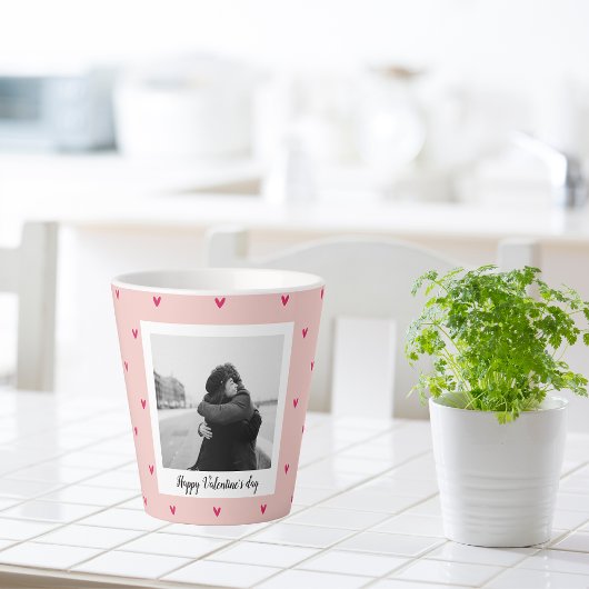 ハッピーバレンタインデー |ピンク&赤いハート |ギフト カフェラテマグ