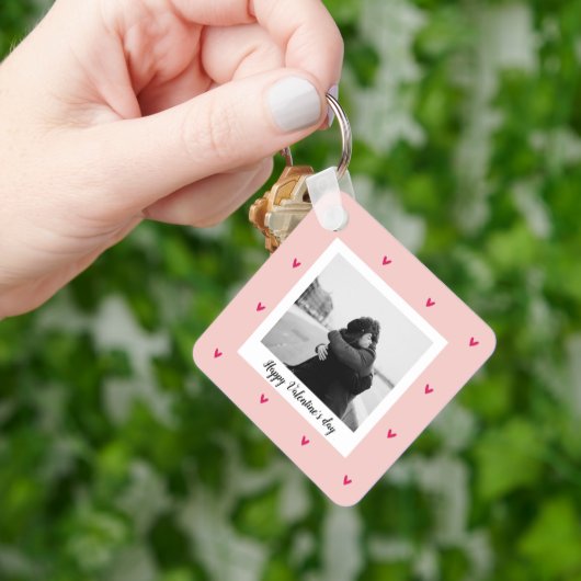 ハッピーバレンタインデー |ピンク&赤いハート |ギフト キーホルダー (手)