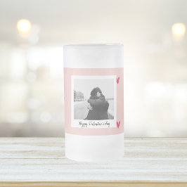 ハッピーバレンタインデー |ピンク&赤いハート |ギフト フロストグラスビールジョッキ