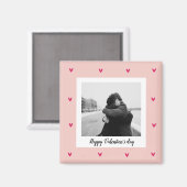 ハッピーバレンタインデー |ピンク&赤いハート |ギフト マグネット (正面/裏面)