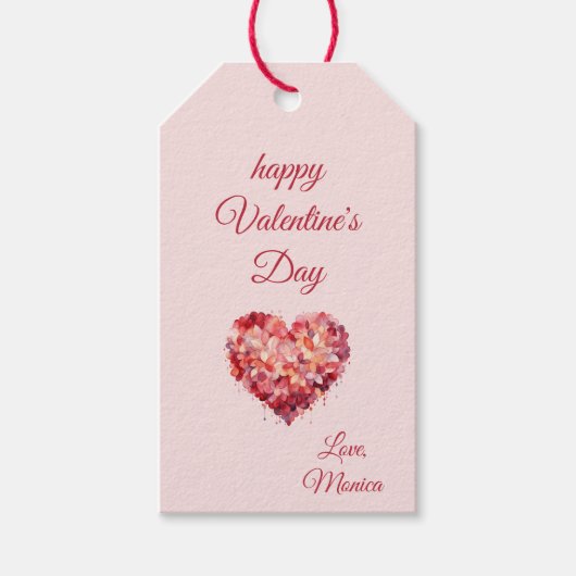 ハッピーバレンタインデー |フローラハート |カスタム ギフトタグ (正面)