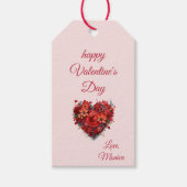 ハッピーバレンタインデー |フローラハート |カスタム ギフトタグ (正面)