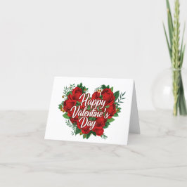 ハッピーバレンタインデー フローラルローズのハートカード シーズンカード