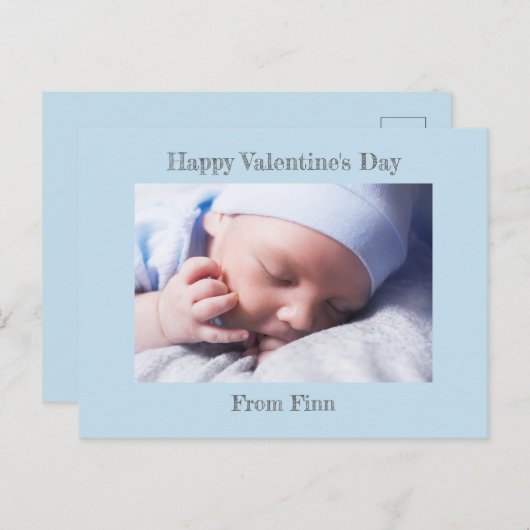 ハッピーバレンタインデー ブルーベイビーボーイ フォトポストカード シーズンポストカード (正面/裏面)