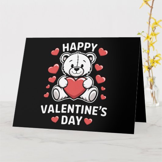 ハッピーバレンタインデー ベア vday  カード (黄色い花)