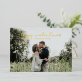 ハッピーバレンタインデー。モダンシンプル金ゴールド 箔シーズンカード (立ち正面)