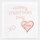 ハッピーバレンタインデー ラブ ハート 箔ナプキン (正面)