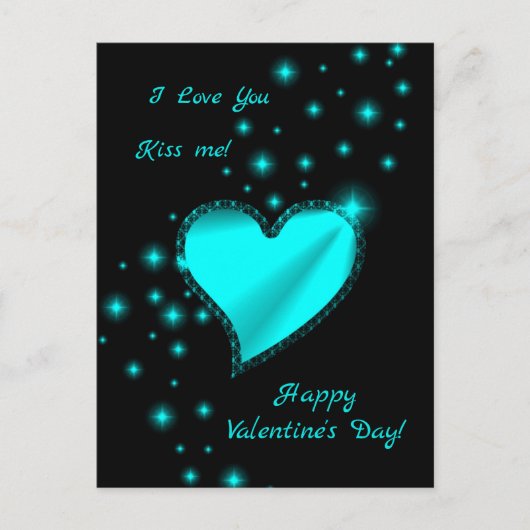 ハッピーバレンタインデー – レインボーハートと星 シーズンポストカード (正面)