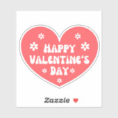 ハッピーバレンタインデー,レトロレッド白フローラハート シール (シート)