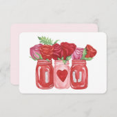 ハッピーバレンタインデー ローズ メイソンジャー ノートカード (正面/裏面)