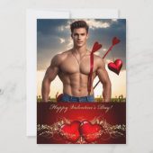 ハッピーバレンタインデー - 個性的な筋肉質なイケメン シーズンカード (正面)