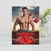 ハッピーバレンタインデー - 個性的な筋肉質なイケメン シーズンカード (スタンド正面)