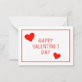 ハッピーバレンタインデー |可愛いハート ノートカード (裏面)