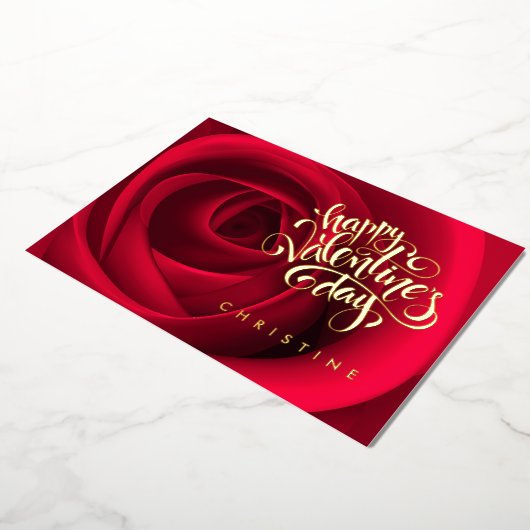 ハッピーバレンタインデー、名前をカスタムするフォイルカード 箔招待状 (回転した状態)