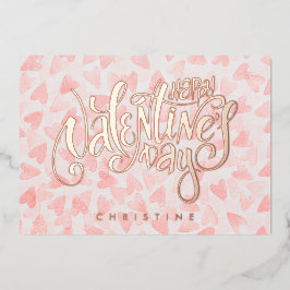 ハッピーバレンタインデー、名前をカスタムするフォイルカード 箔招待状