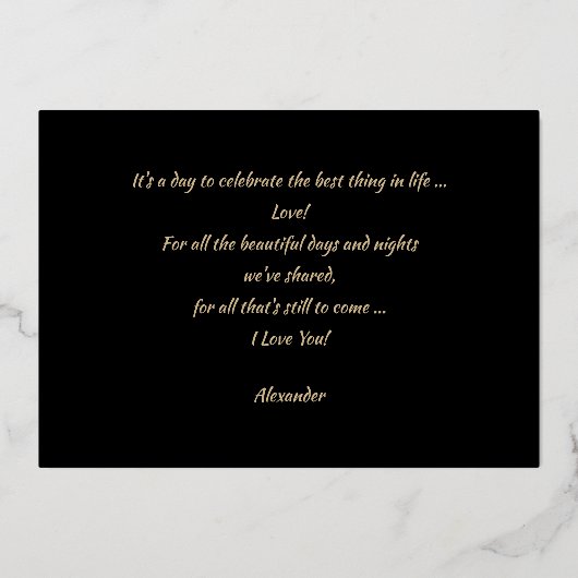 ハッピーバレンタインデー、名前をカスタムするフォイルカード 箔招待状 (裏面)