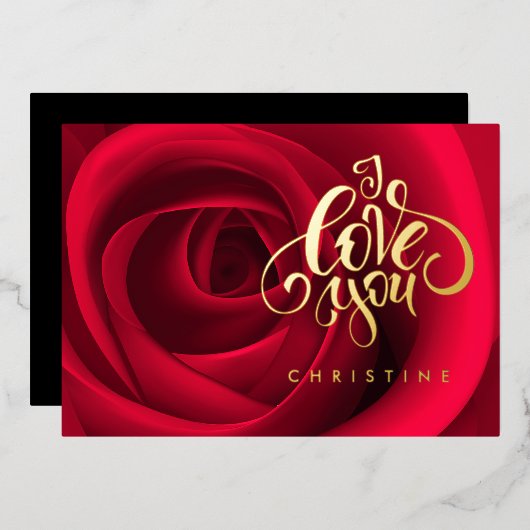 ハッピーバレンタインデー、名前をカスタムするフォイルカード 箔招待状 (正面/裏面)