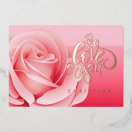 ハッピーバレンタインデー、名前をカスタムするフォイルカード 箔招待状