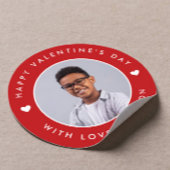 ハッピーバレンタインデー:名前をカスタムする写真キッズ ラウンドシール