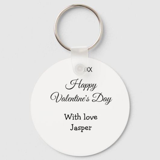ハッピーバレンタインデー 名前 愛 シンプル 年 スタイリッシュ キーホルダー (正面)