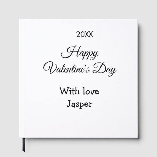 ハッピーバレンタインデー 名前 愛 シンプル 年 スタイリッシュ ゲストブック (正面)