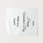 ハッピーバレンタインデー 名前 愛 シンプル 年 スタイリッシュ タペストリー (正面(横))