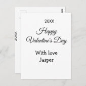 ハッピーバレンタインデー 名前 愛 シンプル 年 スタイリッシュ ポストカード (正面/裏面)