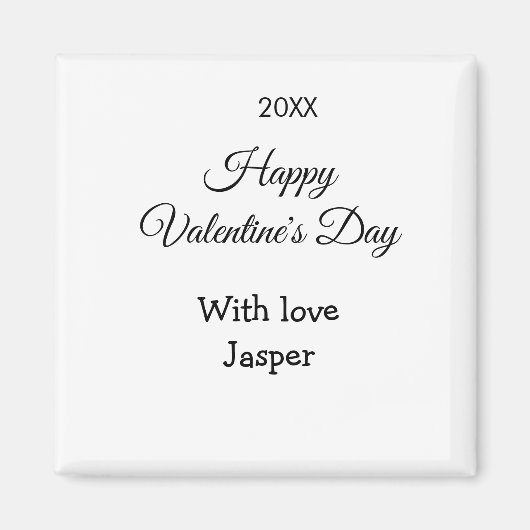 ハッピーバレンタインデー 名前 愛 シンプル 年 スタイリッシュ マグネット (正面)