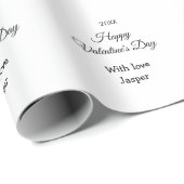 ハッピーバレンタインデー 名前 愛 シンプル 年 スタイリッシュ ラッピングペーパー (ロールコーナー)